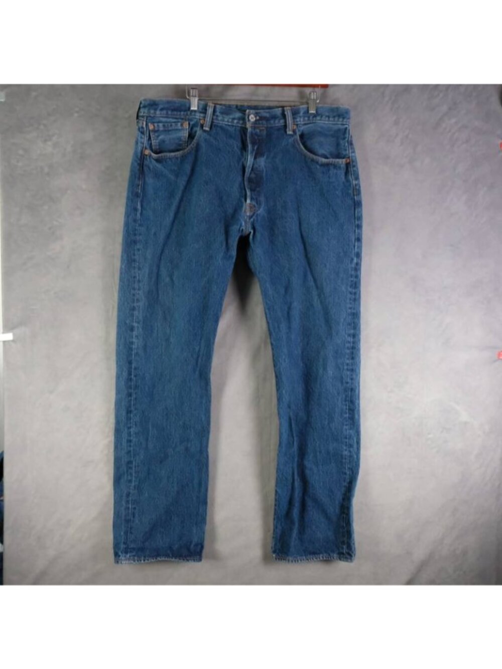 Levis 501 Jeans Men's 36x32 Blue Solid Button Fly Heavyweight Straight